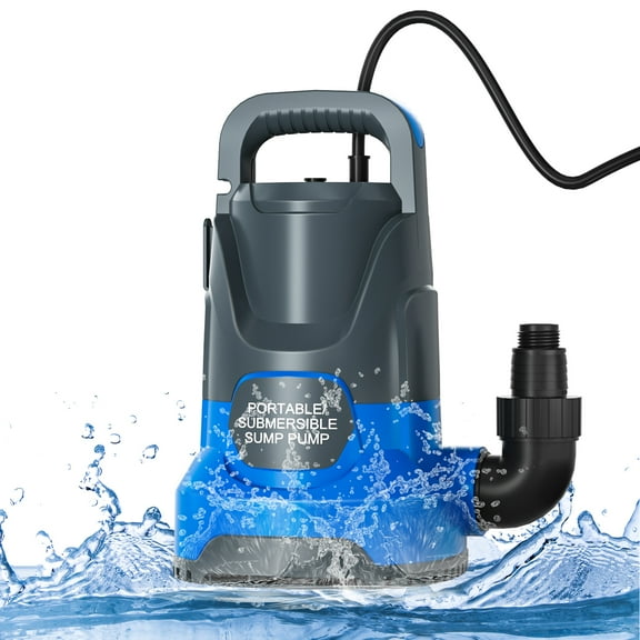 Sump Pump 1.1HP Submersible Water Pump 4700GPH Electric Portable Transfer Water Pump for Pool Draining Basement Blue