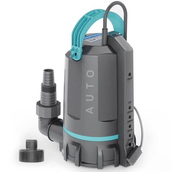 Sump Pump 1 HP 4500 GPH Submersible Water Pump Thermoplastic Portable Utility Pump High Flow Water Removal for Swimming Pool Garden Pond Basement Window Wells with 10ft Long Power Cord