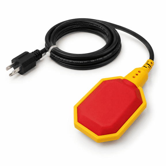 Sump Pump Float with 10-ft Tether, Piggyplug, for Septic & Sewage Pumps, 10.12 x 7.95 x 2.72 in