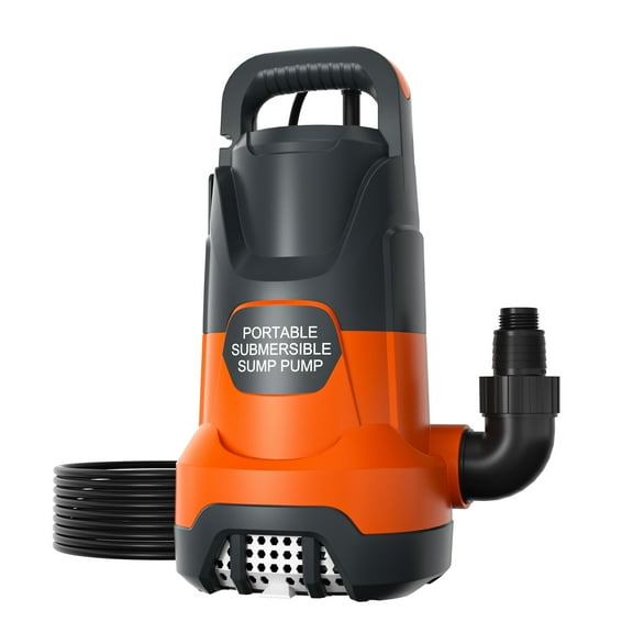 Sump Pump Submersible 1.5HP 4500GPH Portable Water Pump to Remove Clean or Dirty Water For Pool Basement Hot Tub Garden Yard Ponds Water Thank with Adapters