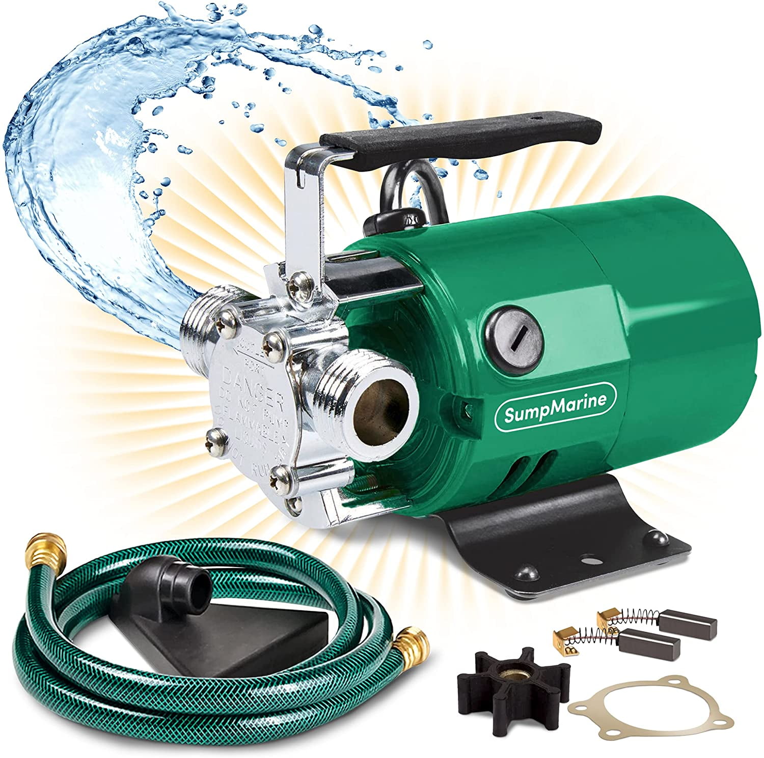 Green 115V Portable Water Transfer Pump with Hose Kit