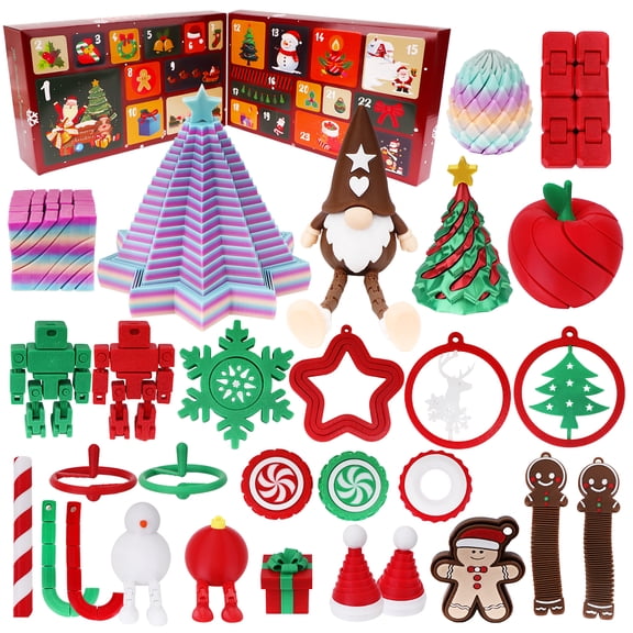Sumsoltic 3D Printed Advent Calendar, 24 PCS Fidget Toys for Kids, Christmas Countdown Calendar Xmas Gifts for 3-12 Year Old Boys & Girls
