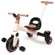 Sumsoltic 4-in-1 Toddler Drifting Tricycle with Push Handle, Toddler Balance Bike, Convertible Pedal Tricycle and Stroller for 3-5 Years Old