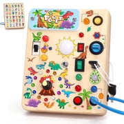 Sumsoltic Dinosaur Busy Board for Toddlers,Montessori Toy with LED Lights for 1-3 Year Old Boys and Girls