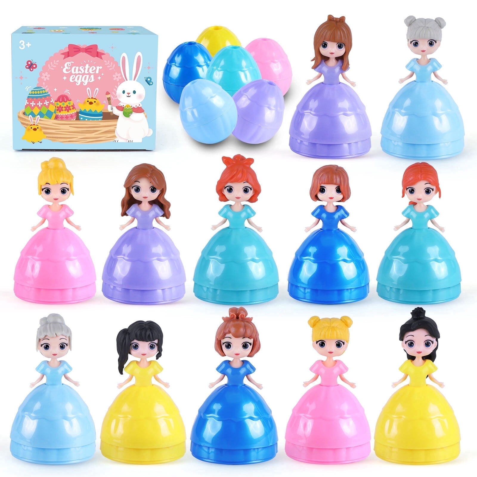 Sumsoltic 12 Pack Prefilled Easter Eggs with Toys, Easter Basket Stuffers and Egg Hunt Fillers for Kids Ages 3+, Easter Party Favors and Gifts