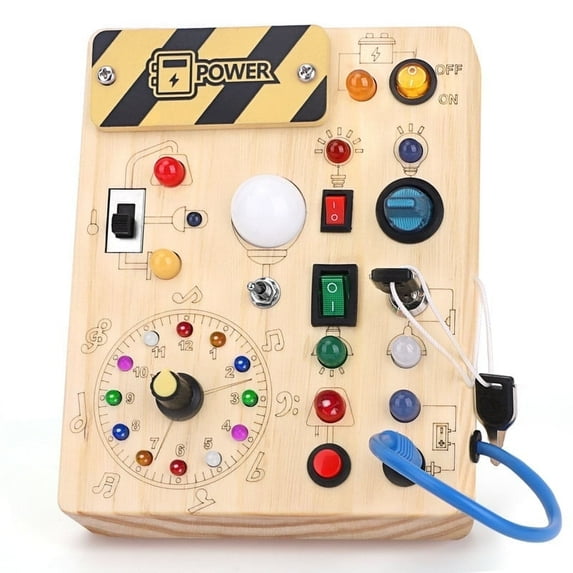 Sumsoltic Montessori Busy Board with LED Lights for 1+ Years
