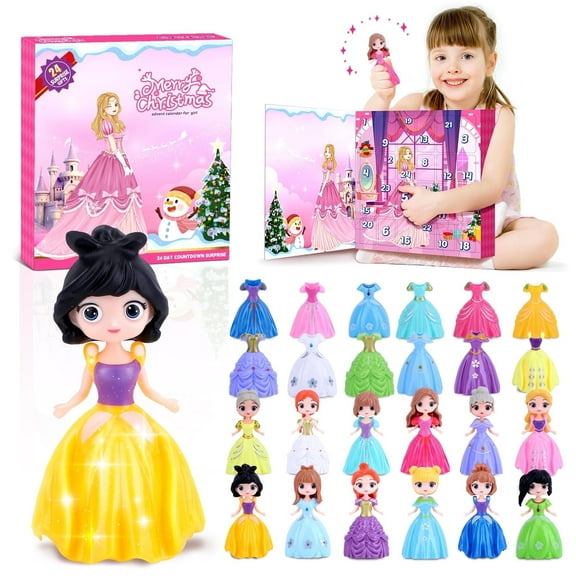 Sumsoltic Princess Advent Calendar,24 Day Christmas Countdown Toy with Dress Up Clothes Perfect Gifts for Girls Aged 3 to 8