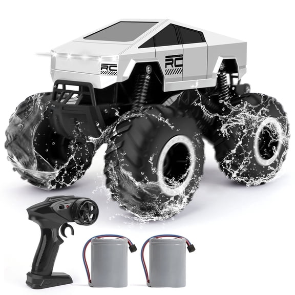 Sumsoltic Remote Control Car, 2.4GHz Amphibious RC Truck, 1:16 Waterproof Monster Truck 4WD All Terrain 360° Rotatable Stunt Truck Toys