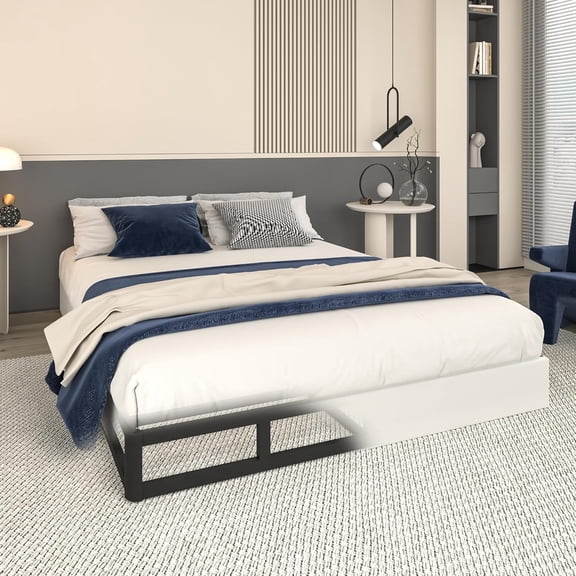 Sumsum 7 Inch King Box Spring Bed Base, Heavy Duty Metal King Mattress Foundation with Fabric Cover, Easy Assembly