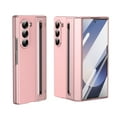 thumbnail image 1 of for Sumsung Galaxy Z Fold 5 Case with Pen Holder & Stylus and Built-in Front Screen Protector, Ultra Thin Plating PC + PU Leather Shockproof Protective Hinge Protection Folding Cover, Pink, 1 of 12