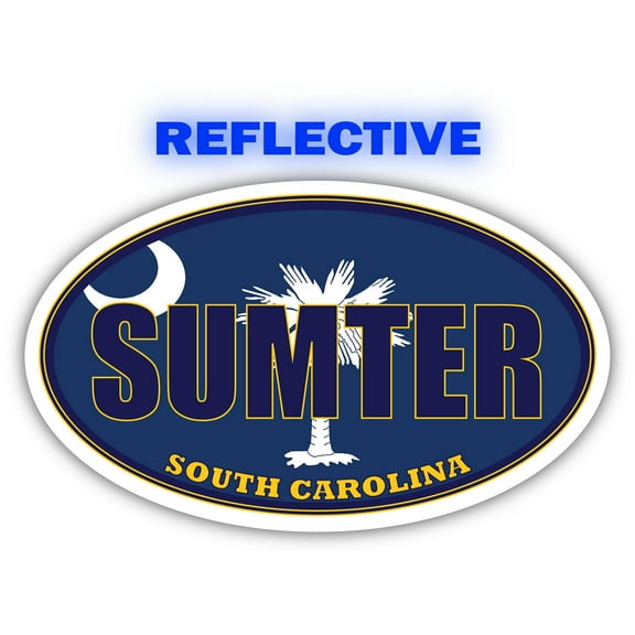 Sumter City South Carolina State Flag | SC Flag Sumter County Oval State Colors Reflective Sticker Car Decal 3x5 inches