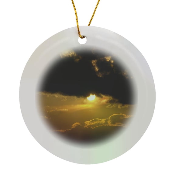 Sun Among The Dark Clouds, Circle Porcelain Ornament
