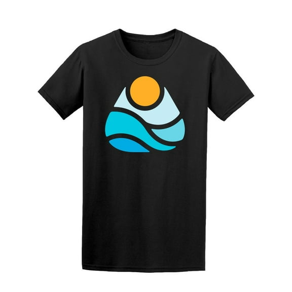 Sun And Blue Sea Waves Icon T-Shirt Men -Image by Shutterstock, Male 3X-Large