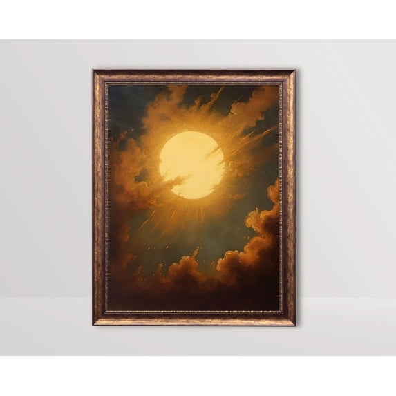 Sun And Clouds Wall Art Print, Antique Celestial, Vintage Witchy ...