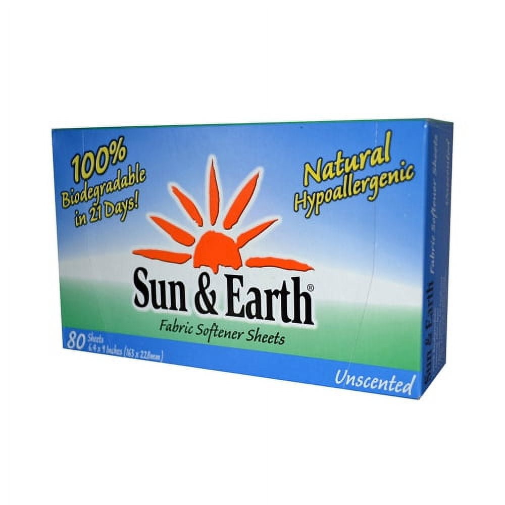 Sun And Earth Fabric Softener Sheets Unscented 80 Sheets Case Of 6