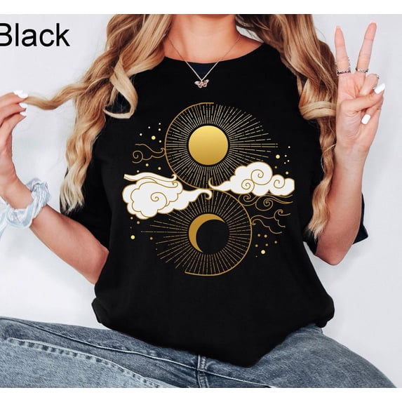 Sun And Moon Aesthetic Yoga Pagan Celestial T-Shirt - All Size S-5XL