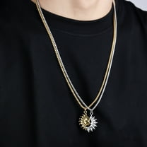 Sun And Moon Asymmetric Accessories Men's Titanium Steel Couple's High Sense Necklace