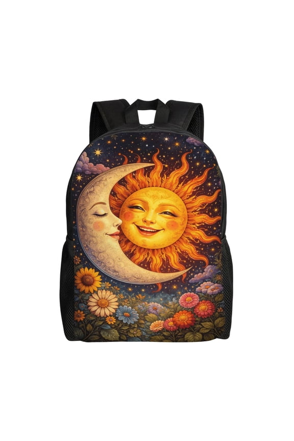 Sun And Moon Backpack Full Front Print Travel Laptop Bag for Men and Women