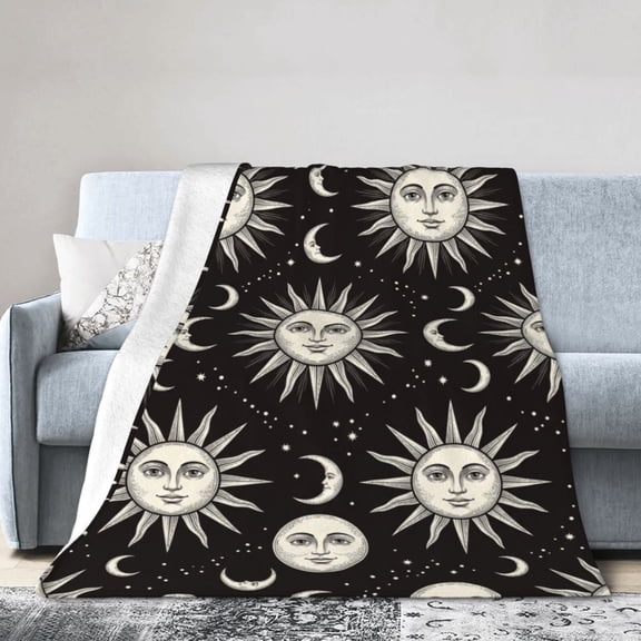 Sun And Moon Blanket - Soft Cozy Fluffy Flannel Throw Blanket for Couch Sofa Bed - Room Decor Christmas Gifts for Women 50x40