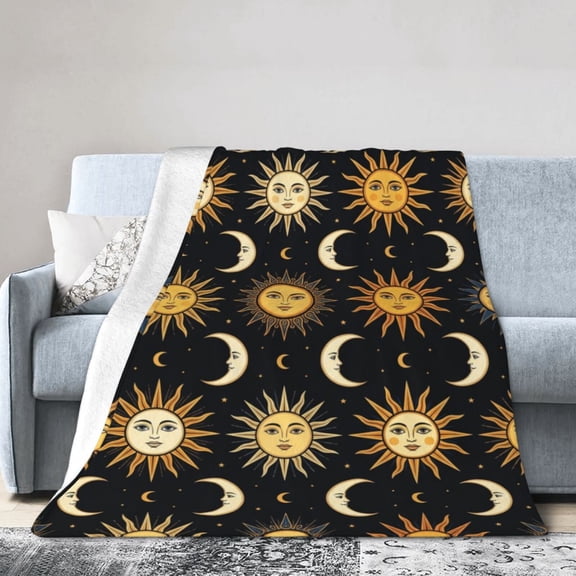 Sun And Moon Blanket - Soft Cozy Fluffy Flannel Throw Blanket for Couch Sofa Bed - Room Decor Christmas Gifts for Women 50x40