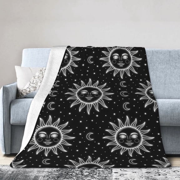 Sun And Moon Blanket - Soft Cozy Fluffy Flannel Throw Blanket for Couch Sofa Bed - Room Decor Christmas Gifts for Women 50x40