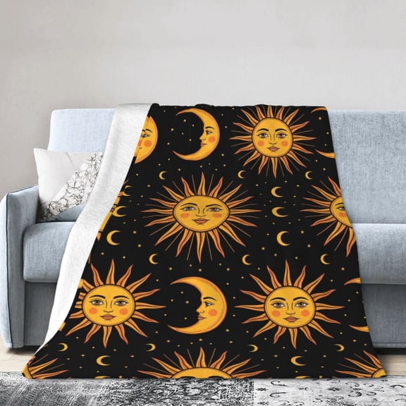 Sun And Moon Blanket - Soft Cozy Fluffy Flannel Throw Blanket for Couch Sofa Bed - Room Decor Christmas Gifts for Women 50x40
