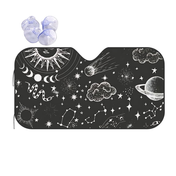 Sun And Moon Car Windshield Sun Shade Universal Fit Auto Sun Visor Protector