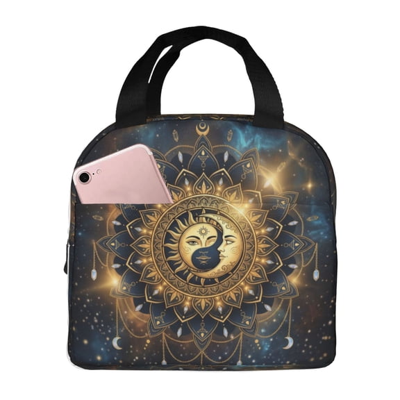 Sun And Moon Lunch Bag Starry Night Galaxy Insulated Reusable Thermal Lunch Box For Women Men Work Office Picnic Travel