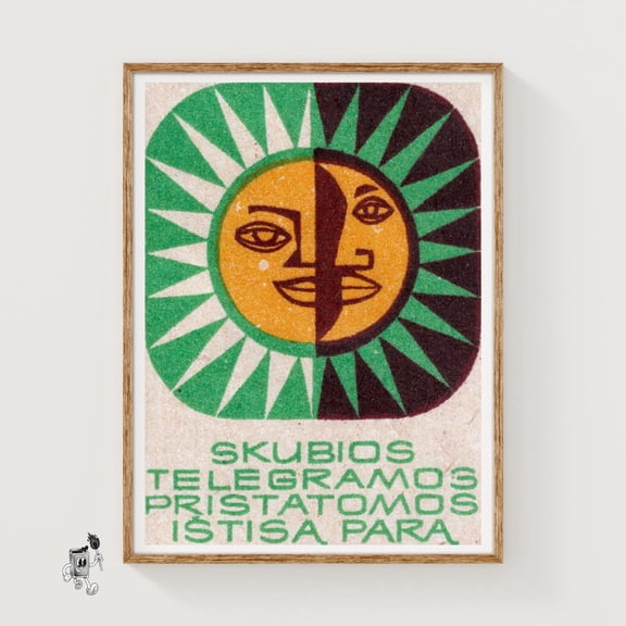 Sun And Moon Matchbox Print, Unframed Paper Poster 8x10in