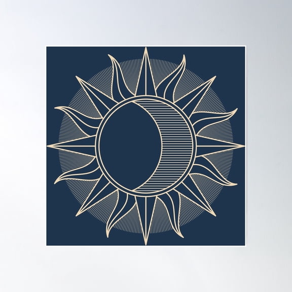 Sun And Moon Outline Poster Wall Art, Modern Wall Decor, 30x30 UNFRAMED