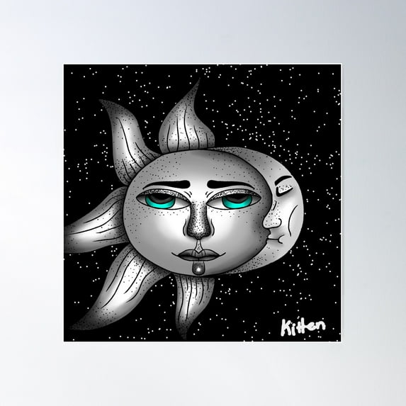 Sun And Moon Poster Wall Art, Modern Wall Decor For Living Room Bedroom, 30x30 UNFRAMED