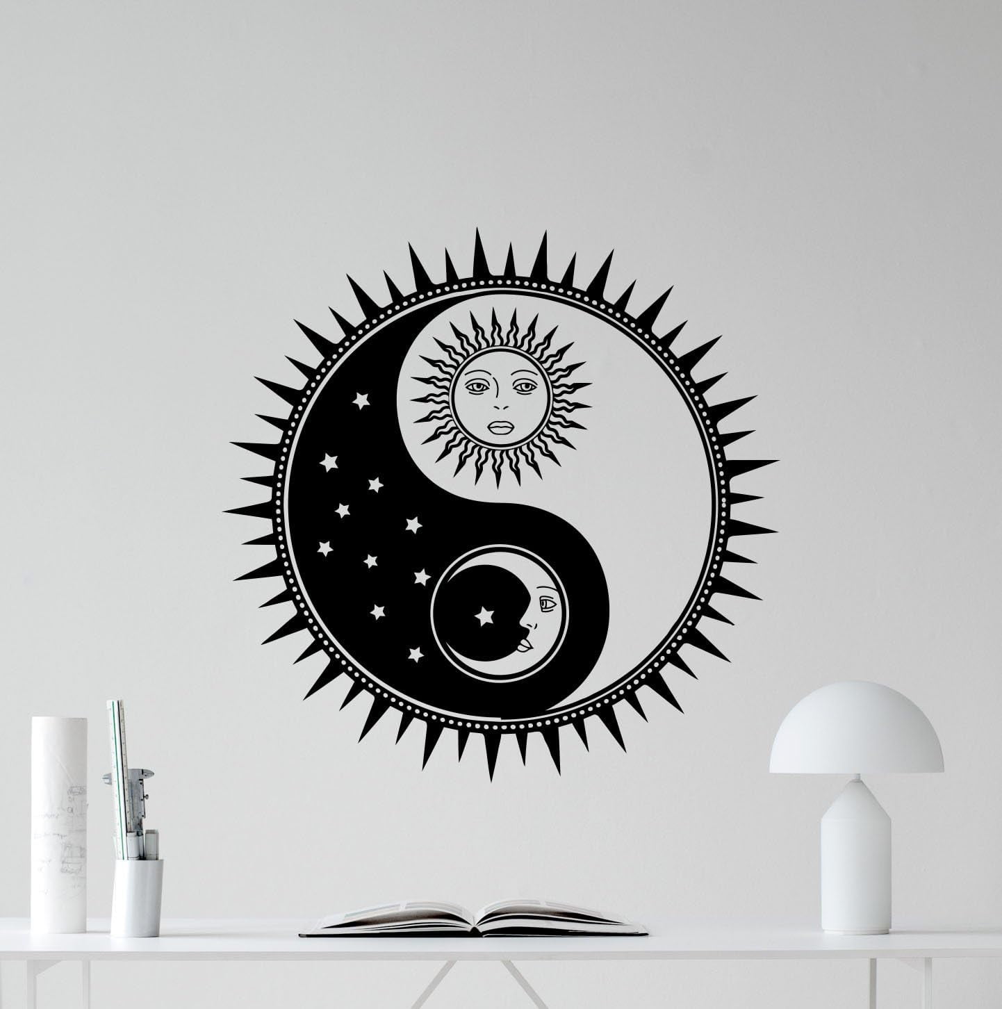 Sun And Moon Yin Yang Wall Decal Sun Stars Vinyl Sticker Sunshine