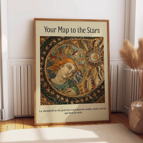 Sun And Star Mythology Poster - Celestial Mosaic Wall Art – Your Map To The Stars Print Wall Art, Modern Wall Decor, 16x24 UNFRAMED