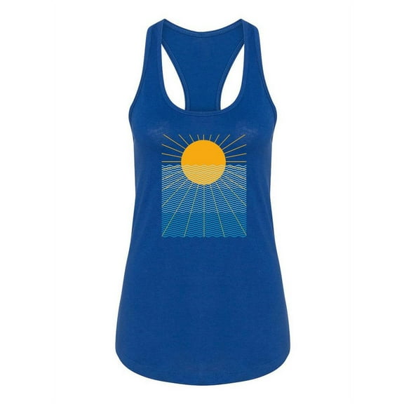 Sun And Waves Design Women Racerback Tank, Female x-Small