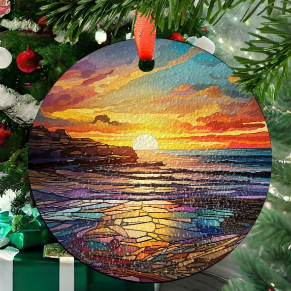 Sun Beach Suncatcher For Window Decor, Sunset Ornament, Window Hangings, Gift For Family Friend, Birthday Gift, Christmas Gift, Ornament 2025, Holiday 2025, Festive Home Accent,