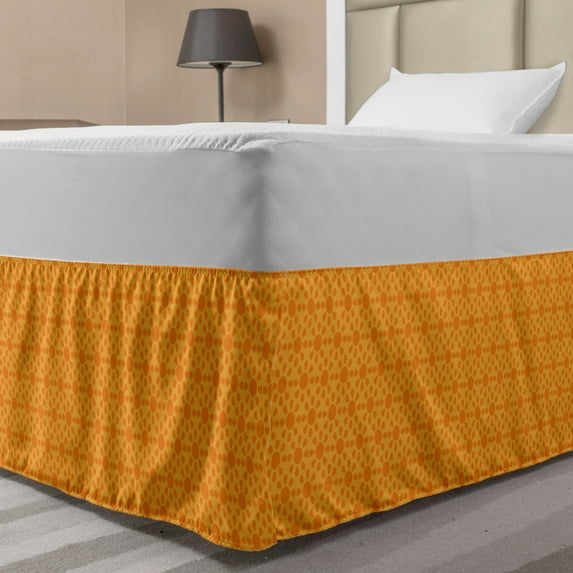 Sun Bed Skirt, Tangerine Colors Childish in Warm Tones Symmetric Pattern, Elastic Bedskirt Dust Ruffle Wrap Around for Bedding Decor, 4 Sizes, Pale Orange Burnt Orange, by Ambesonne