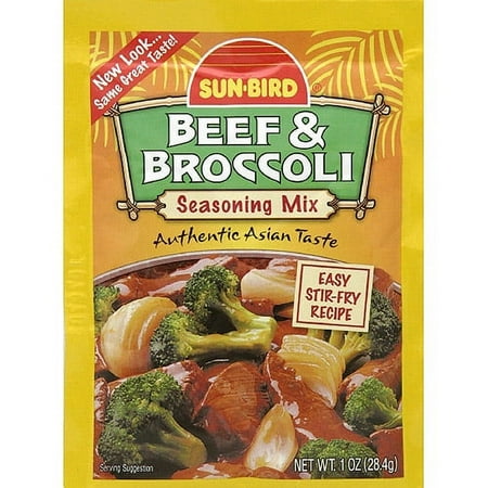 Pack of 24, Sunbird Beef & Broccoli Seasoning Mix, 1 oz