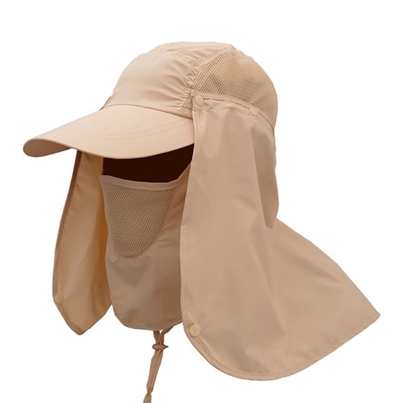 Sun Blocker Hats Outdoor Sun Protection Fishing Cap with Neck Flap Large Brim Outdoor Hat, UPF 50+ Sun Cap Fishing Hats with Removable Face Mask Neck Flap
