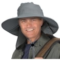 thumbnail image 1 of Sun Blocker Outdoor Sun Protection Cap with Neck Flap and Wide Brim, Sun Hats for Men and Women for Baseball, Backpacking, Cycling, Hiking, Garden, Hunting, and Camping, Gray, 1 of 8