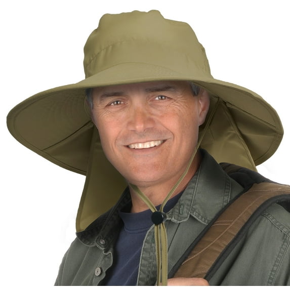 Sun Blocker UV Protection Hat Unisex Foldable Neck Flap & Adjustable Drawstring