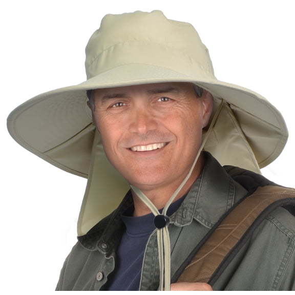 Sun Blocker UV Protection Hat Unisex Foldable Neck Flap & Adjustable Drawstring