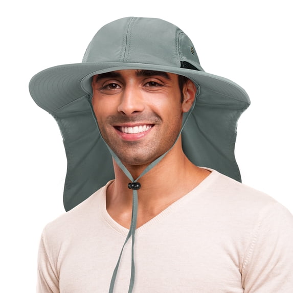 Tirrinia Sun Blocker Sun Hats for Men with Neck Flap and Wide Brim for Outdoor Camping, Hiking, Hunting, and Fishing, Sun Hat for Men