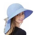 thumbnail image 1 of Sun Blocker UV Protection Women Sun Flap Hat with Adjustable Drawstring Hiking Cap Wide Brim - Blue, 1 of 7