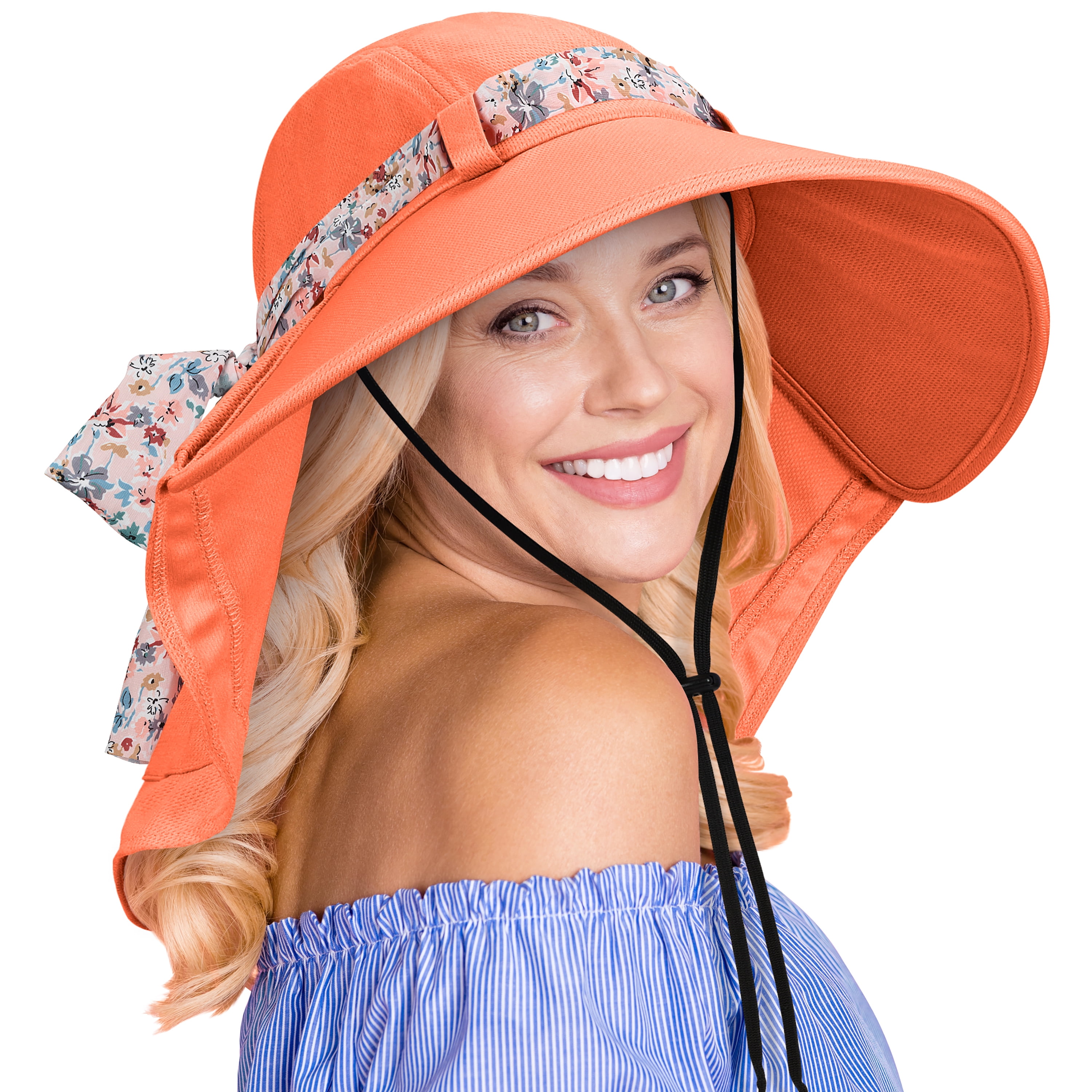 sun blocker women large brim uv sun protection fishing hat neck flap hat 