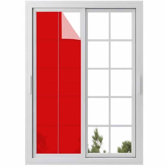 Sun Blocking Glass Window Film, Christmas Red Window Privacy Film Frosted, Farmhouse Solid Red Color Modern Art Reusable Windows Privacy Sticker for Home Decor, Nursery, 23.6 x 78.7 Inches