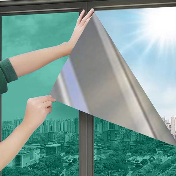 Sun Blocking Window Film Privacy Static Cling Tint for Home Office,See Out Not In,Decorative Sticker for Glass Doors Windows,No Residue Removable,Blackout Mirror Finish(19.68*39.37Inch)