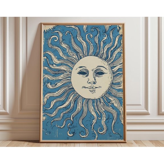 Sun Blue Sky Solar Wall Art Print, Unframed Paper Poster 8x10in