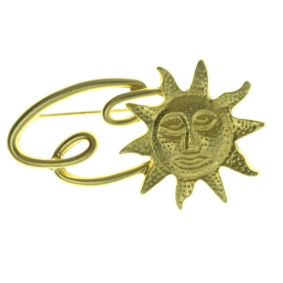 Sun Brooch Pin Gold Color  #LQP110
