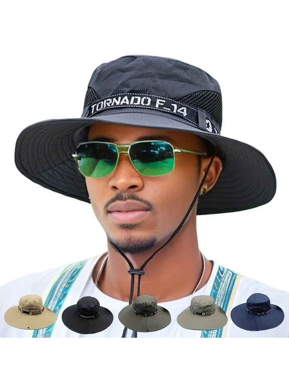 Sun Bucket Hat for Men, 3.94'' Wide Brim Bucket Fishing & Beach Hats
