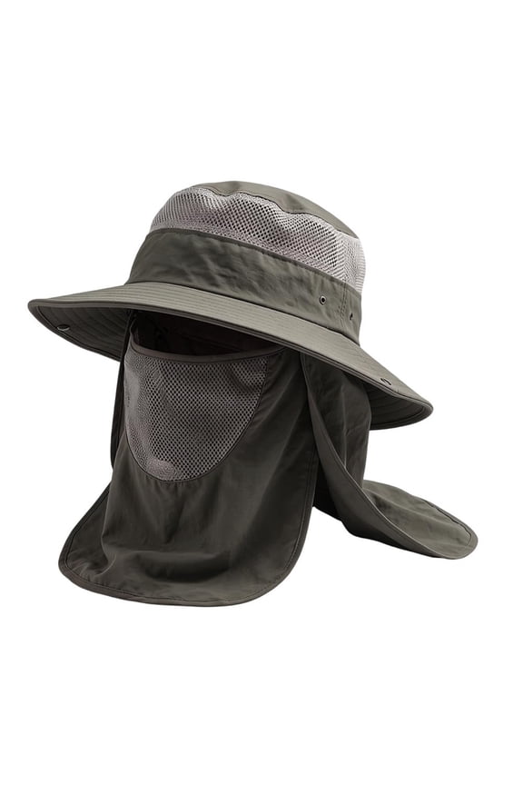 Sun Bucket Hat for Men and Women, Detachable Face Cover Sun Hats,Wide Brim Fish Hat with Neck Flap UV Protection for Hiking